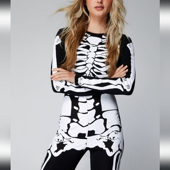 Nasty Gal Long Sleeve Skeleton Jumpsuit - Picture 2 of 5